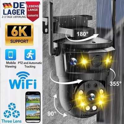 12MP HD FUNK WLAN WIFI IP NETZWERK CAMERA Outdoor AUßEN ÜBERWACHUNGSKAMERA 6K DE