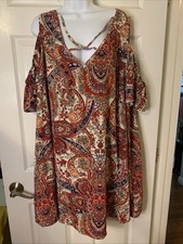 SHEIN Curve Paisley, Peekaboo Shoulders Dress, Size 6X