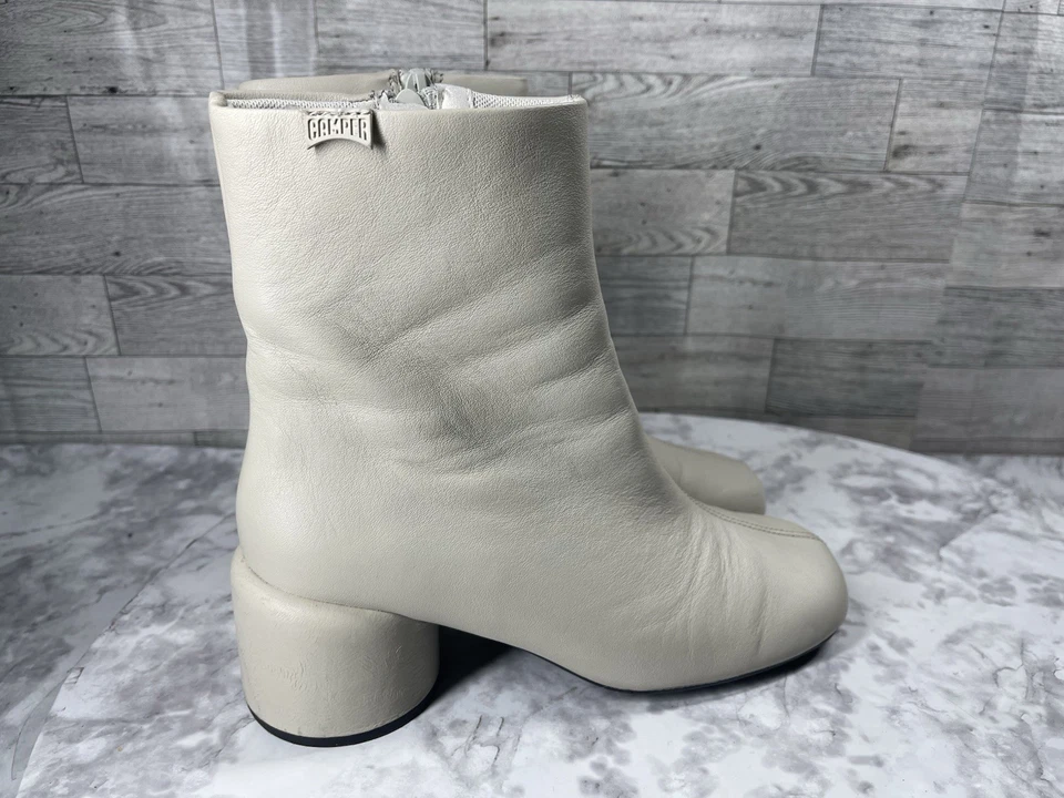 Camper Boots Women 38/7.5M Niki Shoes Beige Leather Boho Block Heel Ankle Bootie - Image 3 of 4