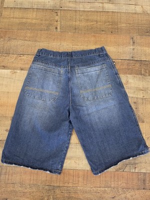 Vtg 90s Y2k Player 101 Mens Blue Denim Jorts Baggy Sz 34 Good Condition
