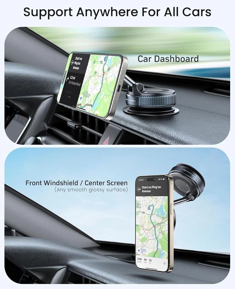 360°Vacuum Magnetic Phone Holder Adjustable Suction Cup Car Mount Foldable Stand - Image 2 of 4