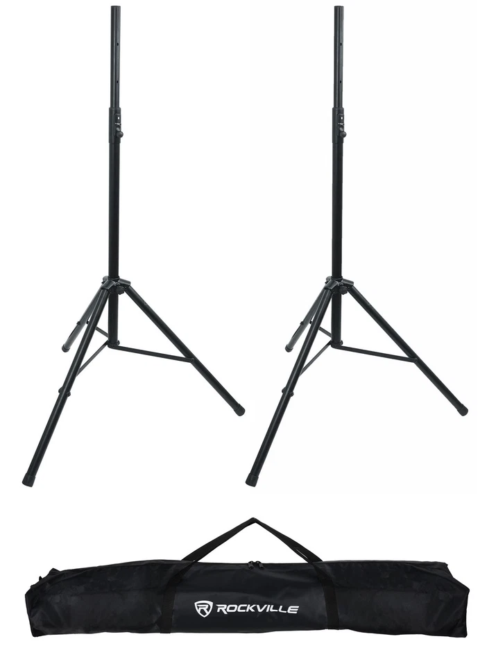 2 Rockville RVSS3 V2 Tripod Push Button DJ PA Speaker Stands+Air Assist Lowering