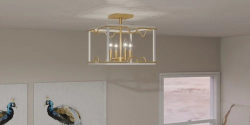 Quoizel BNK1714 Brinkman 4 Light 14"W Semi-Flush Square Ceiling - White - Picture 2 of 3