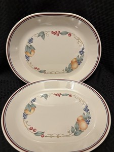 2 Corelle Vintage Abundance Fruit Serving Platters 12 1/4 x 10" Oval