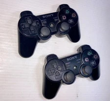 2 Sony PlayStation  Wireless Controllers Black cechzc1u cechzc2u PARTS ONLY