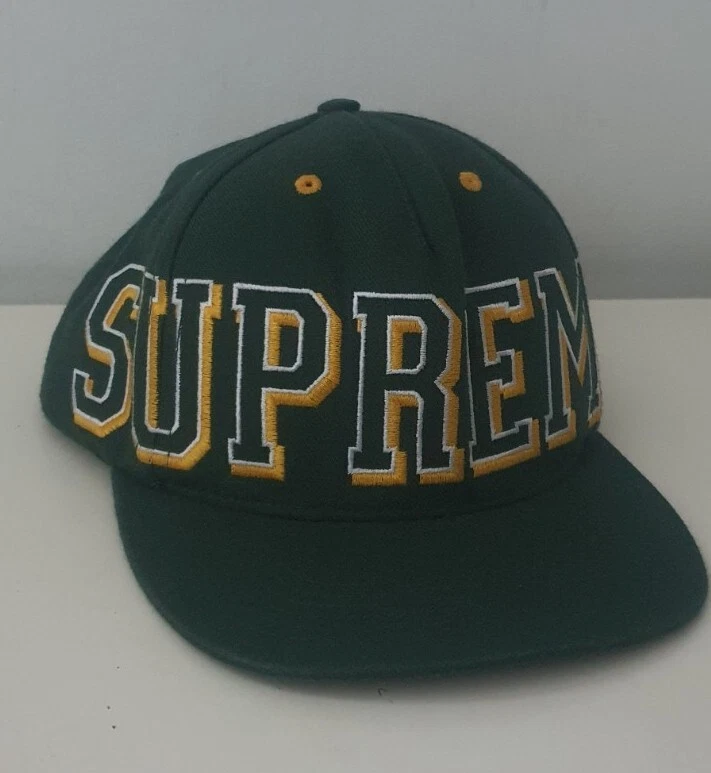 Chapeau FW13 Supreme Banner 5 panneaux vert foncé casquette vintage très rare 2013 dès que possible ROCKY
