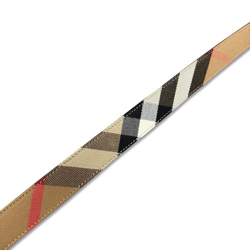 Burberry Leather/ Canvas Reversible House Check Belt Tan Brown - Picture 2 of 8