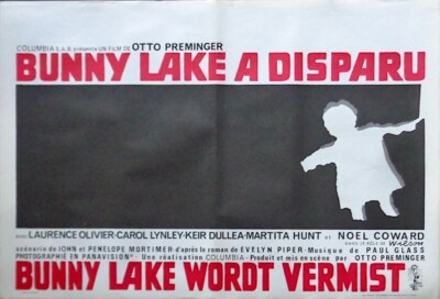 BUNNY LAKE IS MISSING Belgian movie poster 1966 PREMINGER LAURENCE OLIVIER