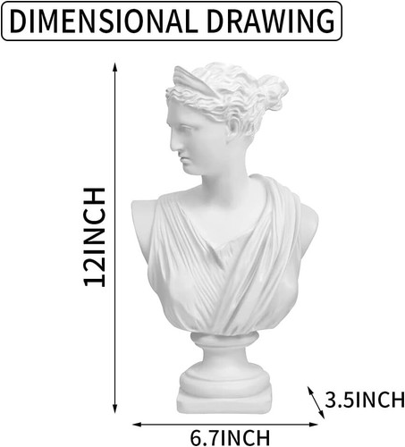 Elegant 12.5-Inch Diana Bust - Classic Greek Sculpture for Artistic Homes - Picture 4 of 10
