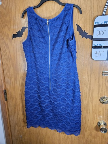 Guess Marciano Kleid Gold Reißverschluss Fransen Saphir Blau 14 Hochzeit Hübsch - Bild 7 von 8