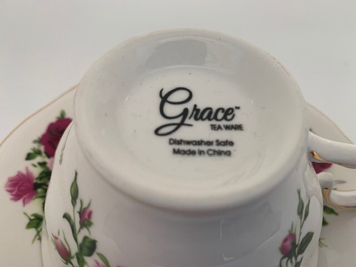 Grace Tea Ware Rose Themed Ceramic Coffee/Tea Cup & Saucer Set Dishwasher Safe - Picture 5 of 8