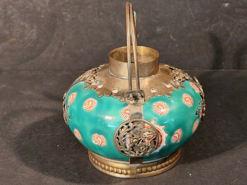 Teiera porcellana cinese drago fenice rana farfalla antica vintage senza coperchio - Foto 5 di 12