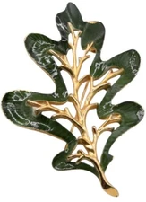 Vintage Sarah Cov Enchanted Forest  Brooch Green Enamel Gold SIGNED