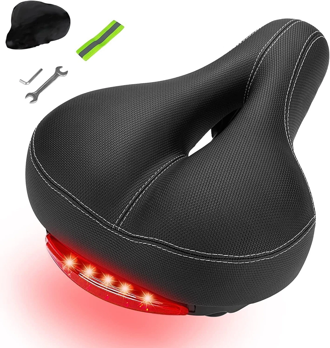 Selle Velo Confortable,Selle de Velo avec feu arrière,Selle Velo avec Boule  d'Am