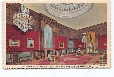International Eastern Star Temple Ballroom Washington DC Linen Postcard Unposted