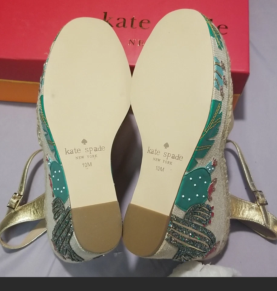 Sandalias de cuña Kate Spade New York Dallas con plataforma de cactus brillante talla 10 Foto 4 de 4