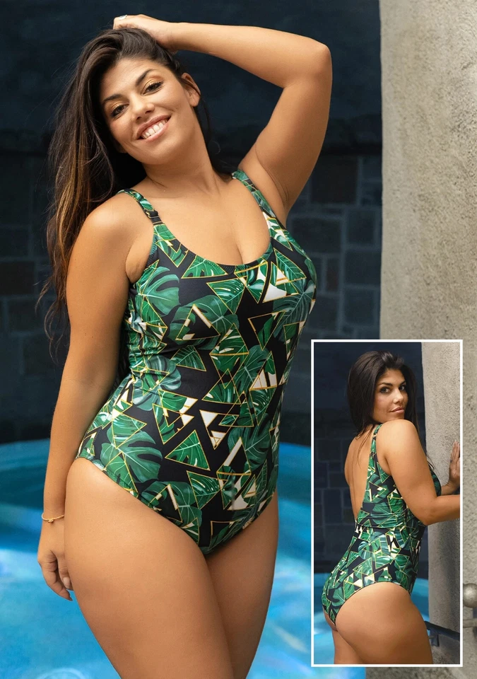 moda mare costume intero con imbottitura donna curvy Taglia 46-48-50-52 - Immagine 2 di 2