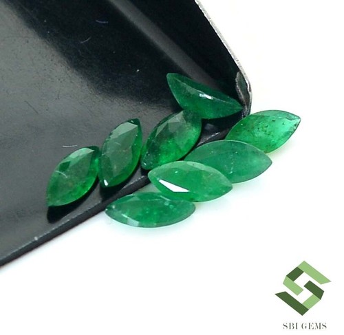 Natural Emerald Marquise Cut 6x3 mm Lot 08 Pcs 1.60 CTS Faceted Loose Gemstones - Picture 4 of 8