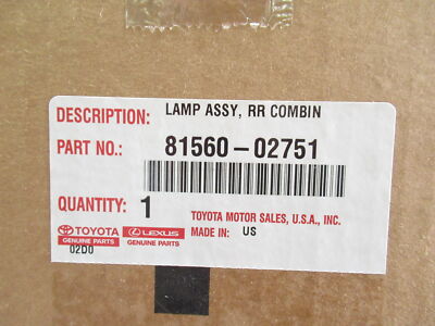 Genuine OEM Toyota 81560-02751 Left Rear Combination Lamp 2014