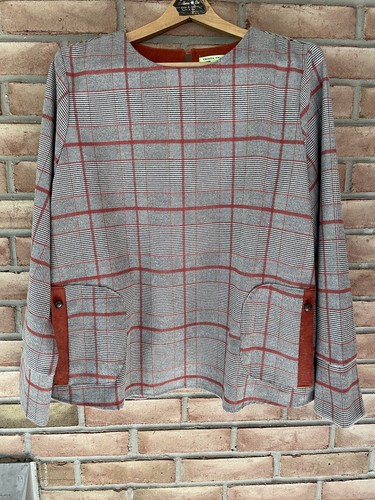 Trisha Tyler Women’s Plaid Long Sleeve Top w/Orange corduroy Trim - 第 1/9 張圖片