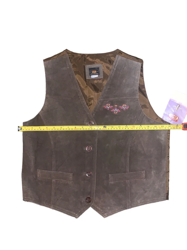 Route 66  Suede Leather Vest Womens L Brown  Western Embroidered Vest NWT - Image 3 of 4