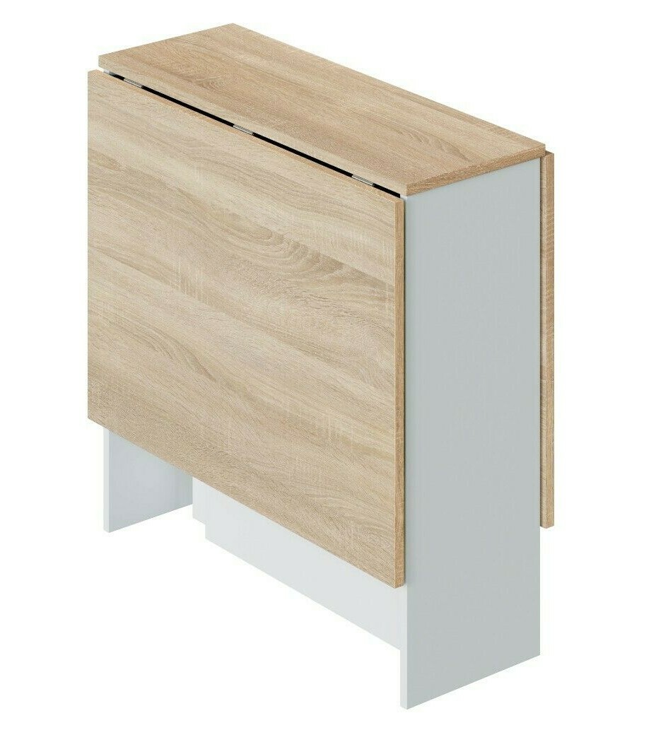 Mesa cocina abatible Fly blanco y roble comedor nórdico mueble 78x31-140x77 cm