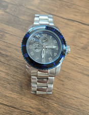 Invicta Pro Diver Quartz 15339 Black Blue Bezel Gray Dial w SS Bracelet 48.8 mm