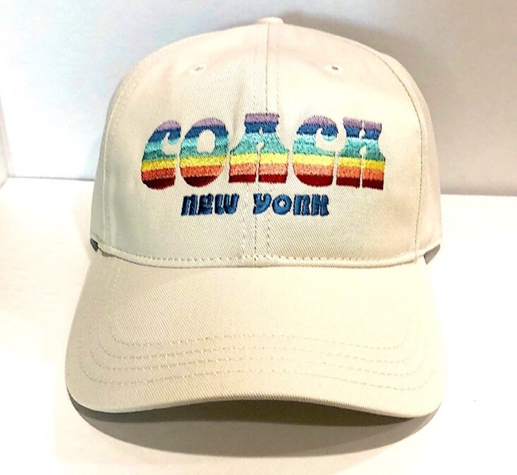NWT Coach Cap Chalk With Multicolor Logo 100% cotton | eBay display picture 3