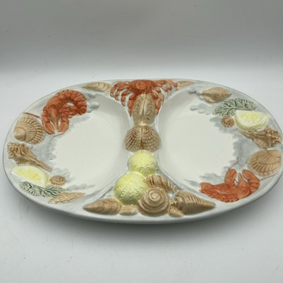 Seafood Ceramic 3d 15 IN Beau Rivage Crab Lobster Platter Plate