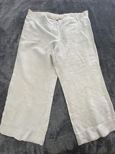 J Jill Beige Linen Stretch Pull On Pants Elastic Waist Size 12