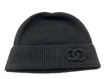 Authentic Chanel Black Beanie Hat CC logo Brand New | eBay