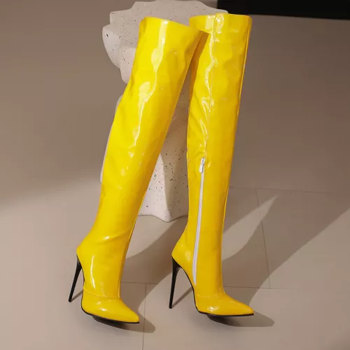 Women Zip Thigh High Over Knee Boots Pointy Toe Stiletto High Heels Party Shoes - Picture 8 of 31