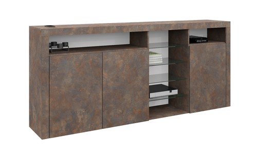 Highboard 200cm Sideboard Anrichte Kommode Schwarz Weiß Hochglanz SANTA FE - Bild 5 von 20