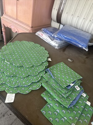 Vintage Lot Of 9 Handcrafted C&F Cotton Placemats And Clothes. Great Lot See Pic