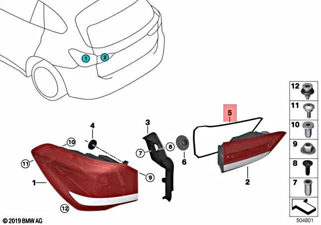 Genuine BMW X1 F48 F49 X1 16d 18d Set Seals Rear Light Tailgate 