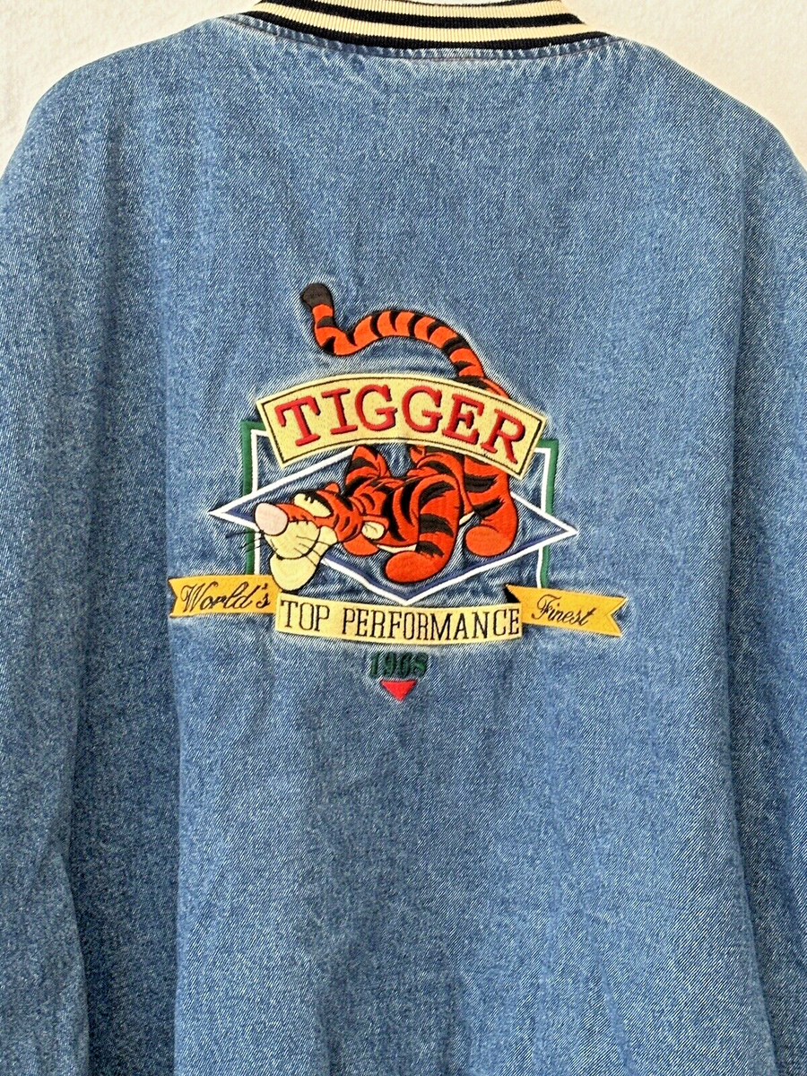 Vintage Disney Store Tigger Denim Varsity Jacket XXL Worlds Finest