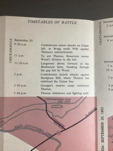Vintage Chickamauga National Military Park Brochure In Georgia/Tennessee B46 - Bild 5 von 24