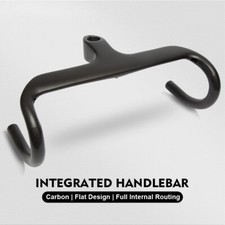 Integrated Carbon Fiber Road Bike Handlebar 400/420/440mm Drop Bar with Stem