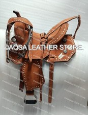 Western Leather Saddle Barrel Rough Out Free Matching Set