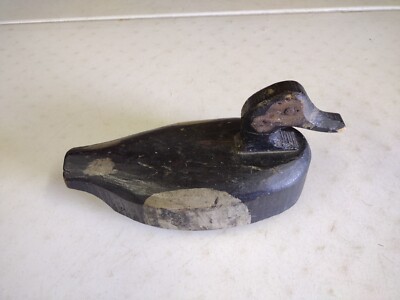 Antique Primitive Weighted Wood Blue Bill Duck Decoy