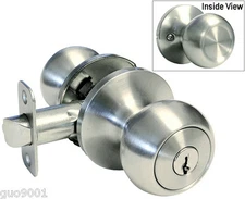 Storeroom Brushed Nickel Satin Nickel Round Knob Door Lock keyed entrance lever
