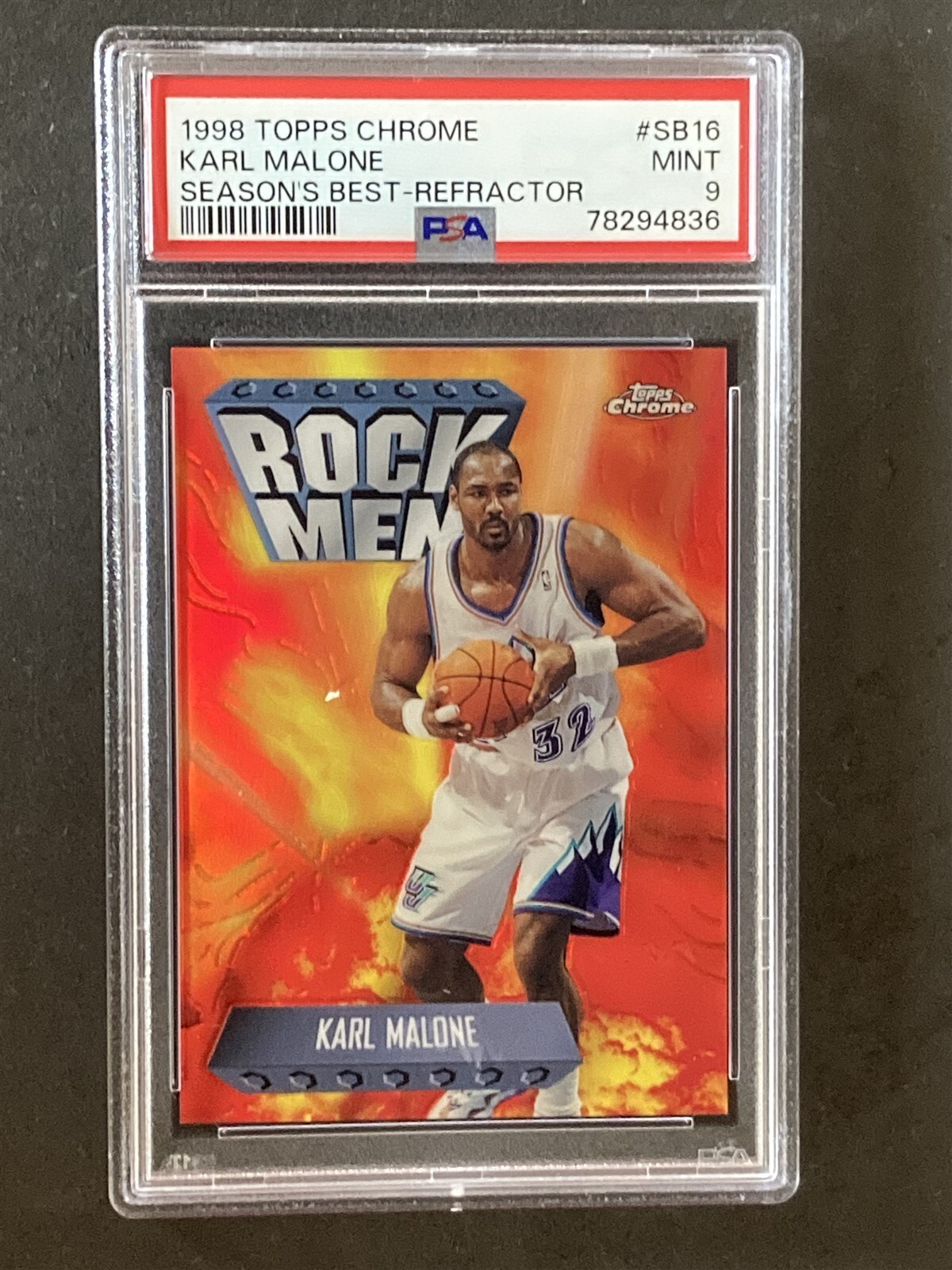 1998 Topps Chrome Karl Malone Season's Best Refractor MINT PSA 9