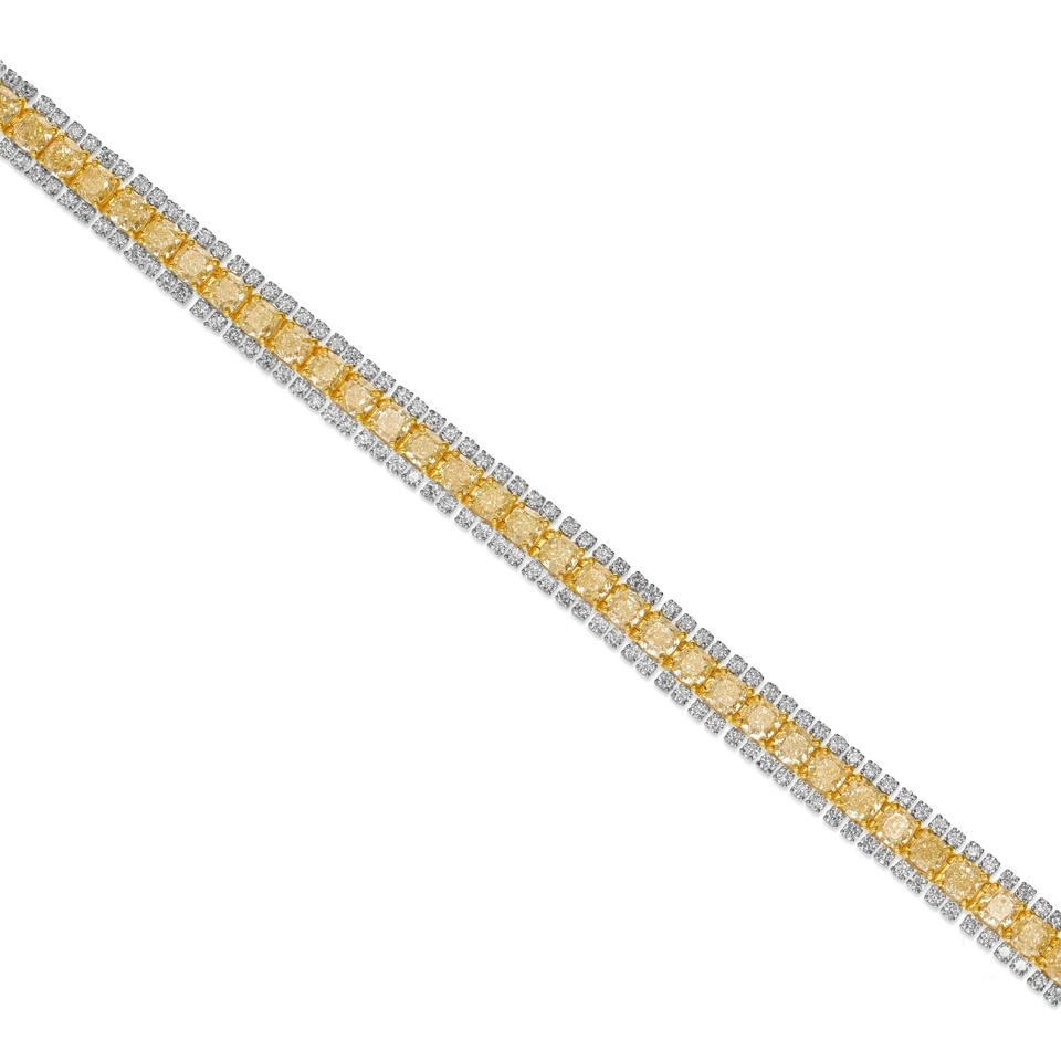 11.78 Ct Lab Grown CVD Round Cut Diamond Tennis Bracelet 14k Multi Tone Gold - Image 2 of 4
