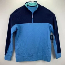 Club Room Mens Regular Fit Colorblock 1/4-Zip Pullover Sweater Blue S