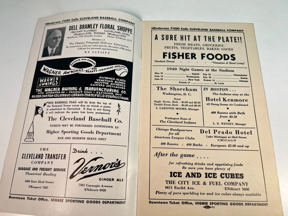 4 Aug. 1940 Cleveland Indians Program vs Yankees Bob Feller Career Win #73 - Image 2 of 4