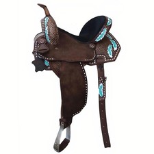 Western Barrel Racing Horse Saddle Premium Leather with tack set 10'' to 18' in