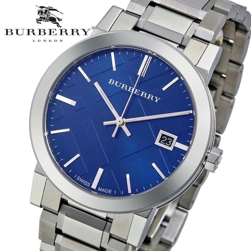 Montre Homme Authentique Burberry Swiss Made avec Date et Cadran Noir en Acier