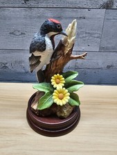 DOWNY WOODPECKER CERAMIC FIGURINE W/BASE - ANDREA BY SADAK - 9386