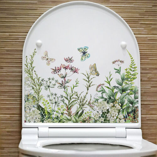 Autocollant mural plante verte papillon salle de bain toilette autocollant Deca Pe - Photo 1 sur 8