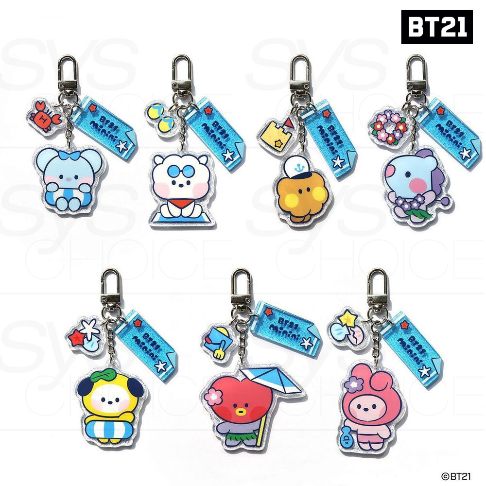 BTS BT21 Official Goods Acrylic Keyring Summer Sky Ver + Tracking